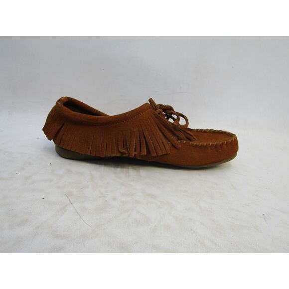 Minnetonka Womens Size 9 Brown Suede Fringe Ankle Fashion Boots Bootie - Picture 4 of 11